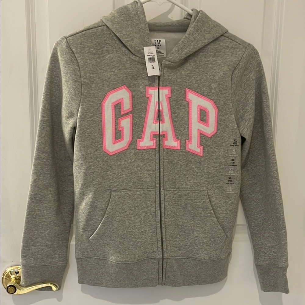 GAP Kids Gray Hoodie with Pink Accents- size 12